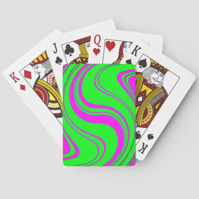 fluorescent  waves modern pattern  playing cards (Back)