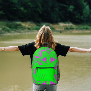 fluorescent waves - monogrammed printed backpack