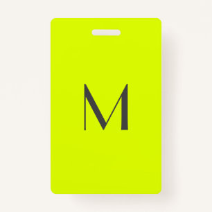 fluorescent yellow - add monogram  ID badge