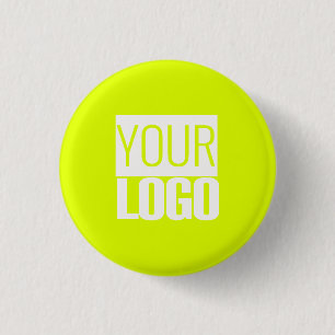 fluorescent yellow  - add your  logo  3 cm round badge