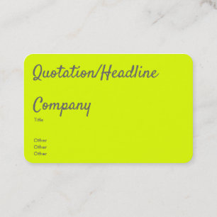 fluorescent yellow business card