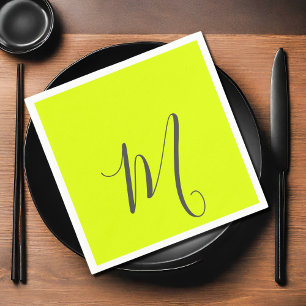 fluorescent yellow - chic monogram napkin
