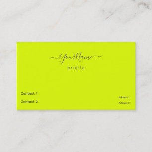 fluorescent yellow -elegant - QR code Business Card