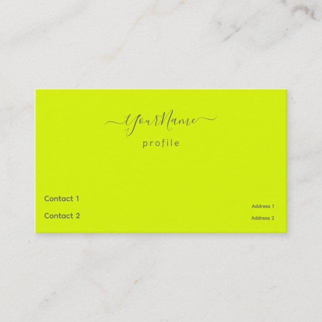 fluorescent yellow -elegant - QR code Business Card (Front)