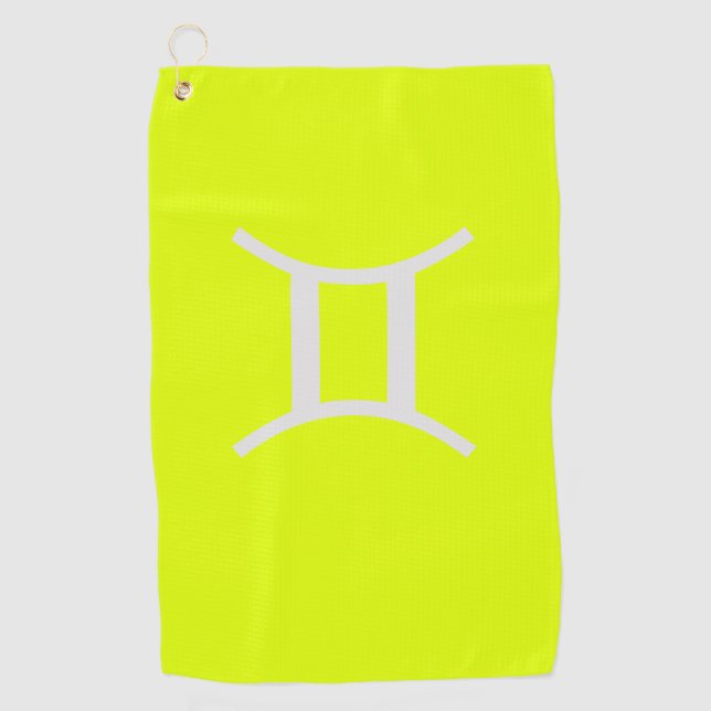 fluorescent yellow -Gemini golf towel (Front)