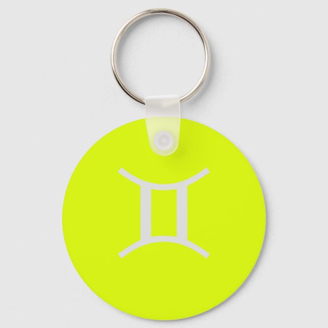 fluorescent yellow -Gemini   Key Ring (Front)
