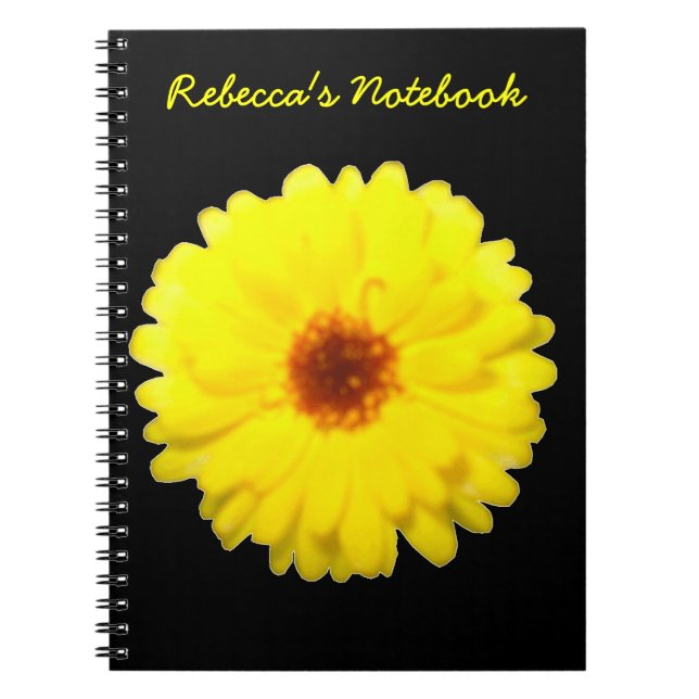 Fluorescent Yellow Marigold Customisable Notebook (Front)