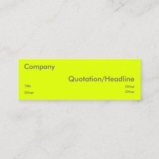 fluorescent yellow mini business card
