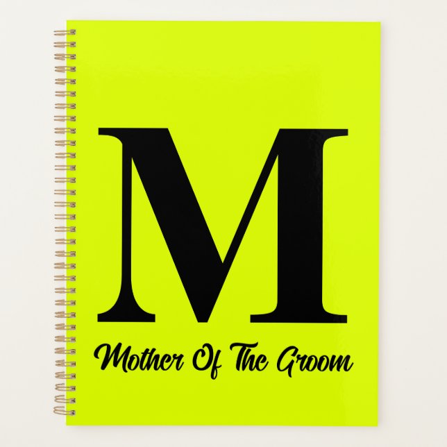 Fluorescent Yellow Mother Of The Groom Wedding Planner (Front)