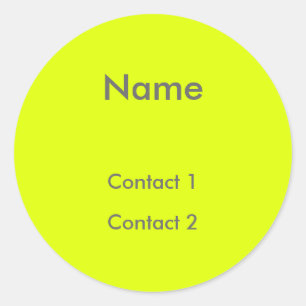 fluorescent yellow -personalised  classic round sticker