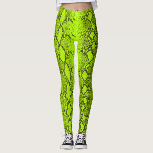 Fluorescent Yellow Snake Skin Leggings