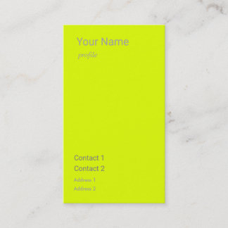 fluorescent yellow vertical business card
