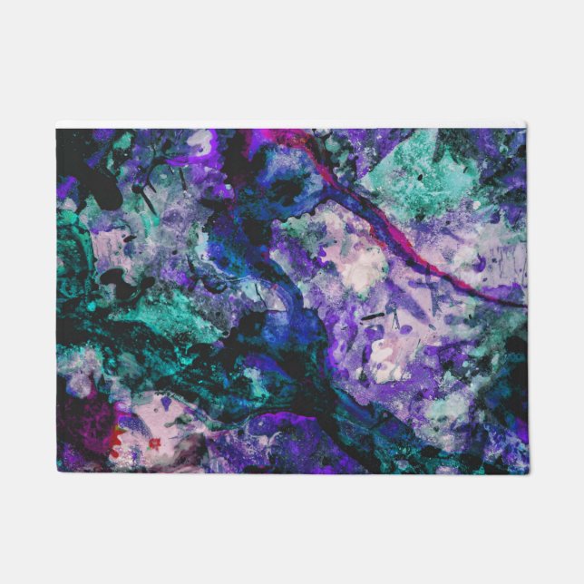 Fluorite Crystal Geode Marble Abstract Doormat (Front)