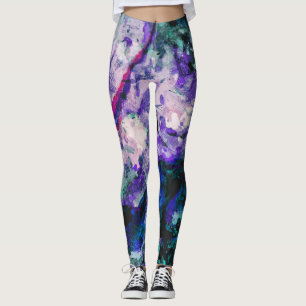 Fluorite Crystal Geode Marble Abstract Leggings