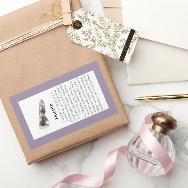 Fluorite Crystal Meaning Jewellery Gemstone Packag Rectangular Sticker (Gifting)