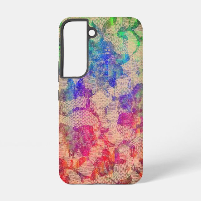 Fluoro Lace Roses Samsung Galaxy S22 Case (Back)