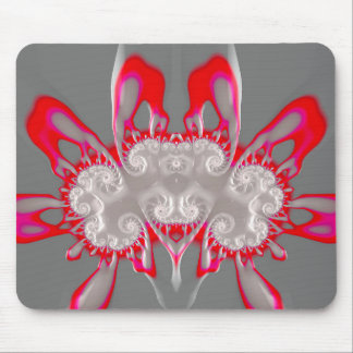 ~ FLUORO PINK RED GRAY WHITE ~ Fractal ~Original ~ Mouse Mat