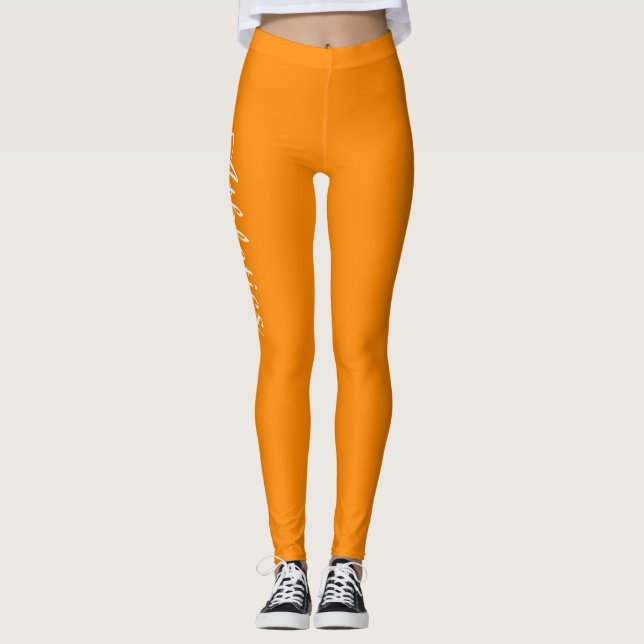 Fluro Orange Personalization Leggings (Front)