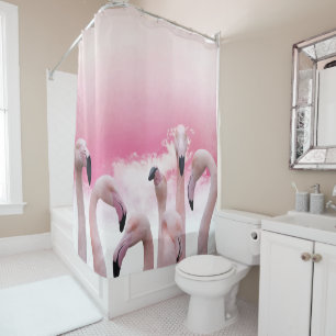 Flurry of Pink Flamingos Shower Curtain
