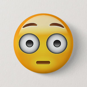 Flushed Face Emoji 6 Cm Round Badge