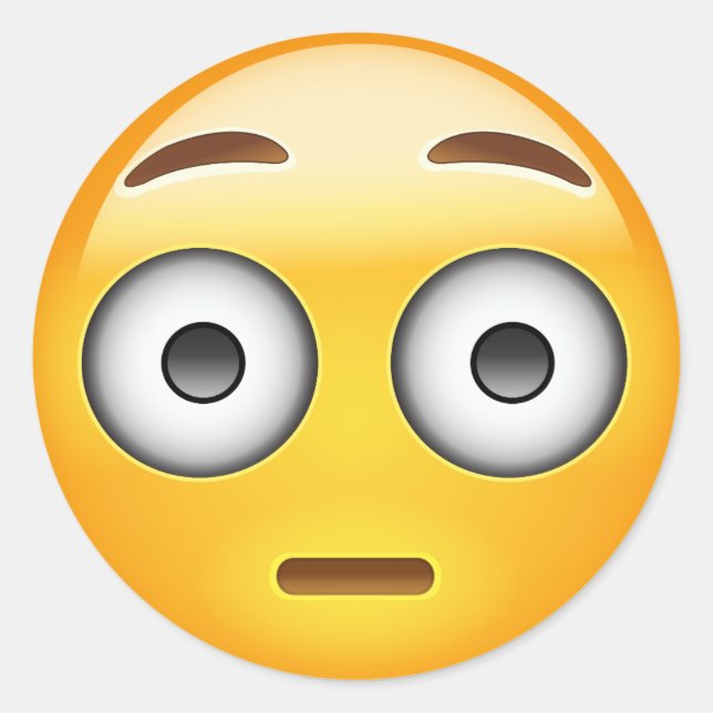Flushed Face Emoji Classic Round Sticker (Front)
