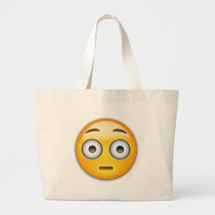 Flushed Face Emoji Large Tote Bag