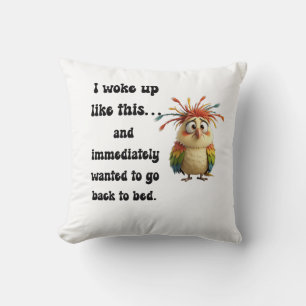 Flustered Featherball – Colorful Cartoon Bird Cushion