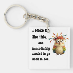 Flustered Featherball – Colorful Cartoon Bird Key Ring