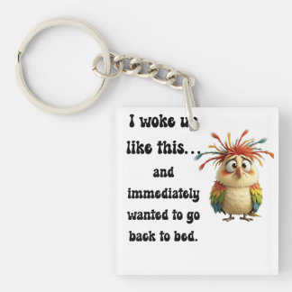 Flustered Featherball – Colorful Cartoon Bird Key Ring
