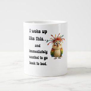Flustered Featherball – Colorful Cartoon Bird Large Coffee Mug