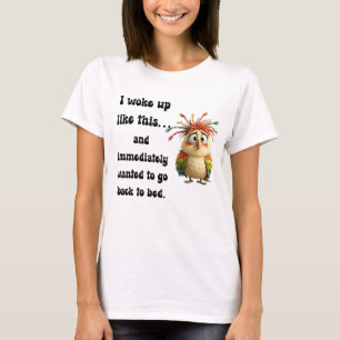 Flustered Featherball – Colorful Cartoon Bird T-Shirt