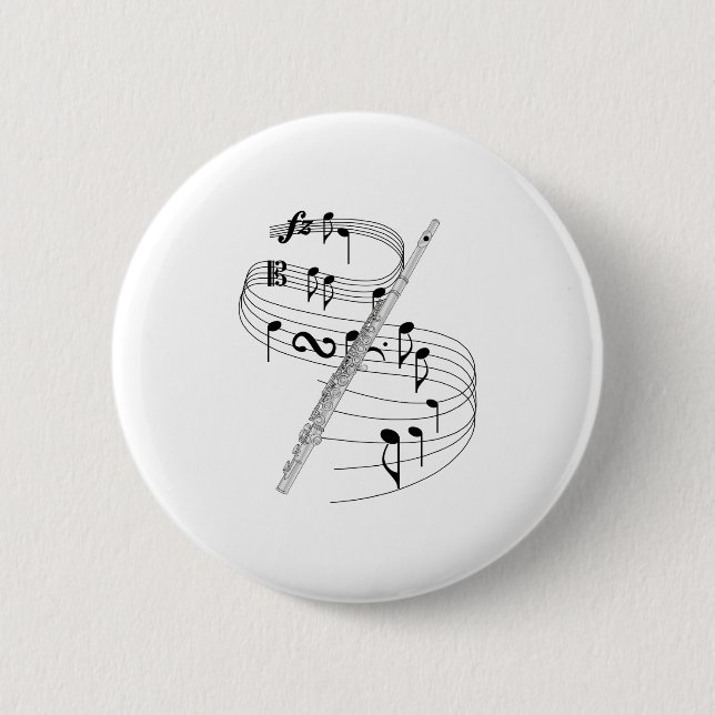 Flute 6 Cm Round Badge (Front)