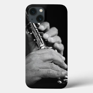 Flute being played in black and white by gypsy iPhone 13 case
