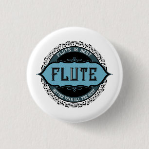 Flute Best Music Note Circle 3 Cm Round Badge