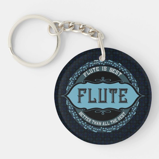 Flute Best Music Note Circle Key Ring (Front)