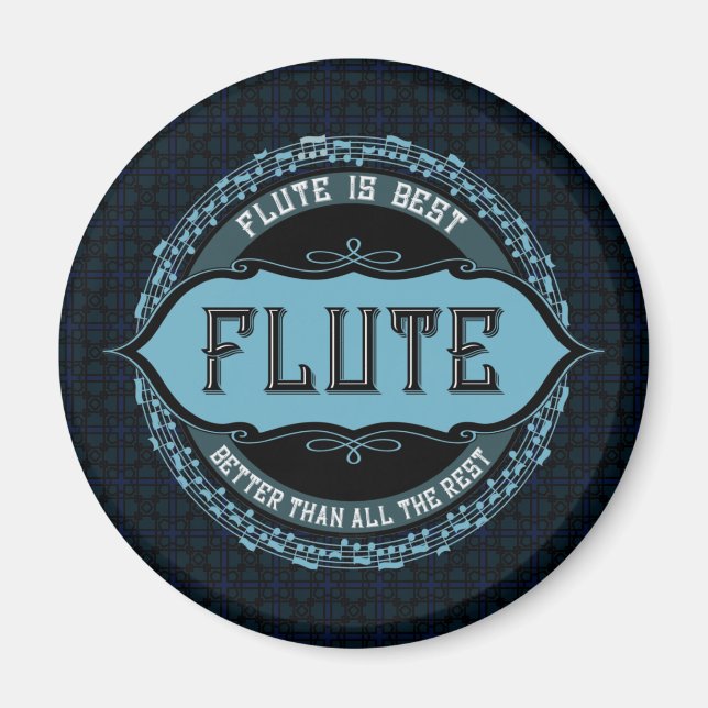 Flute Best Music Note Circle Magnet (Front)