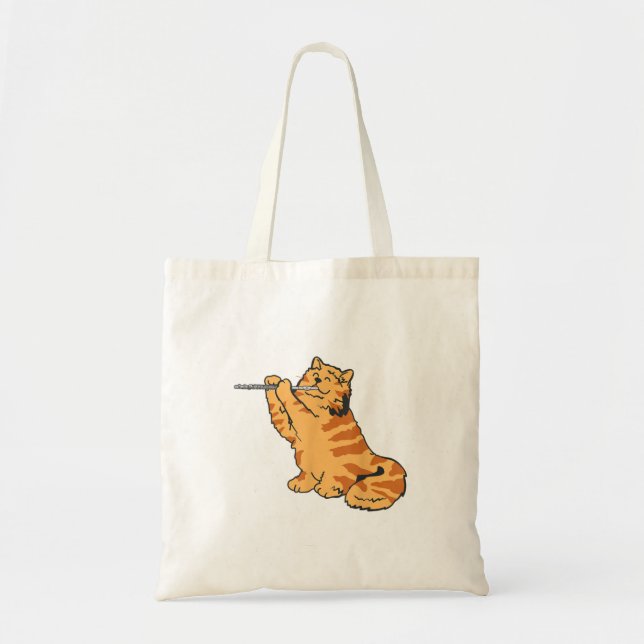 Flute Cat T Shirt Transverse Flute Dress Marching Tote Bag (Front)