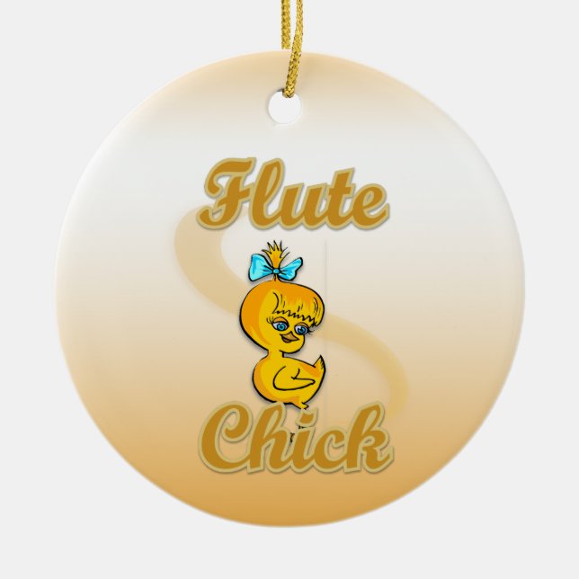 Flute Chick Ceramic Tree Decoration (Front)