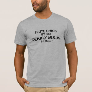 Flute Chick Deadly Ninja by Night T-Shirt