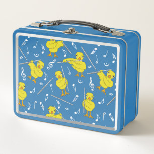 Flute Chick Flute Music Notes  Metal Lunch Box