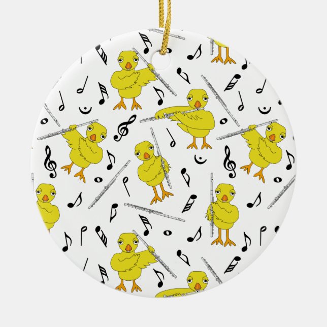 Flute Chick Flutes Music Notes  Ceramic Ornament (Front)