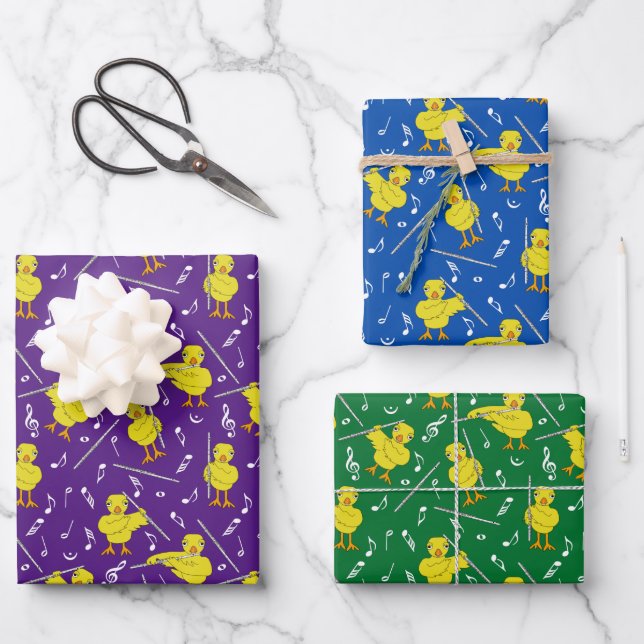 Flute Chick Flutes Wrapping Paper Sheets (Front)