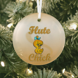 Flute Chick Glass Tree Decoration