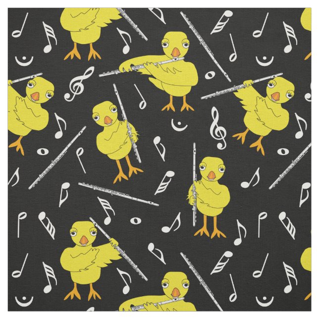 Flute Chick Music Notes Fabric (Swatch)