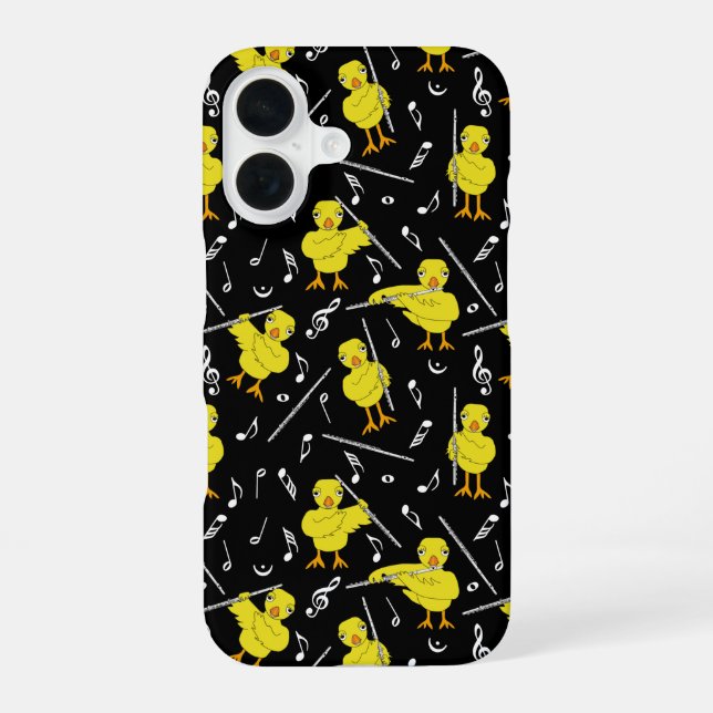 Flute Chick Music Notes iPhone 16 Case (Back)