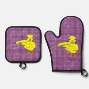 Flute Chick Oven Mitt & Pot Holder Set
