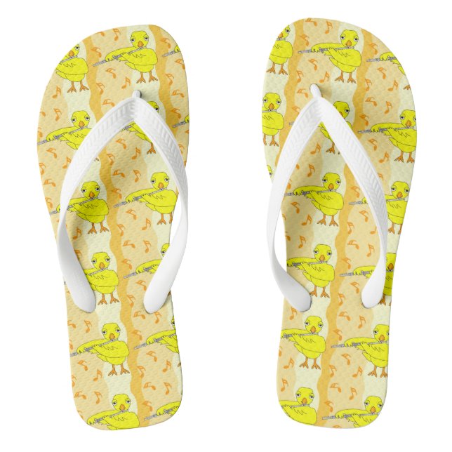 Flute Chick Pattern Flip Flops (Footbed)