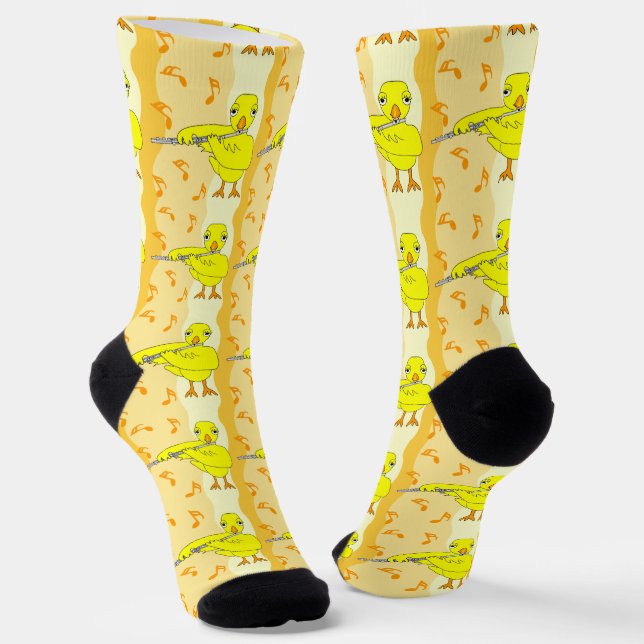 Flute Chick Pattern Socks (Angled)