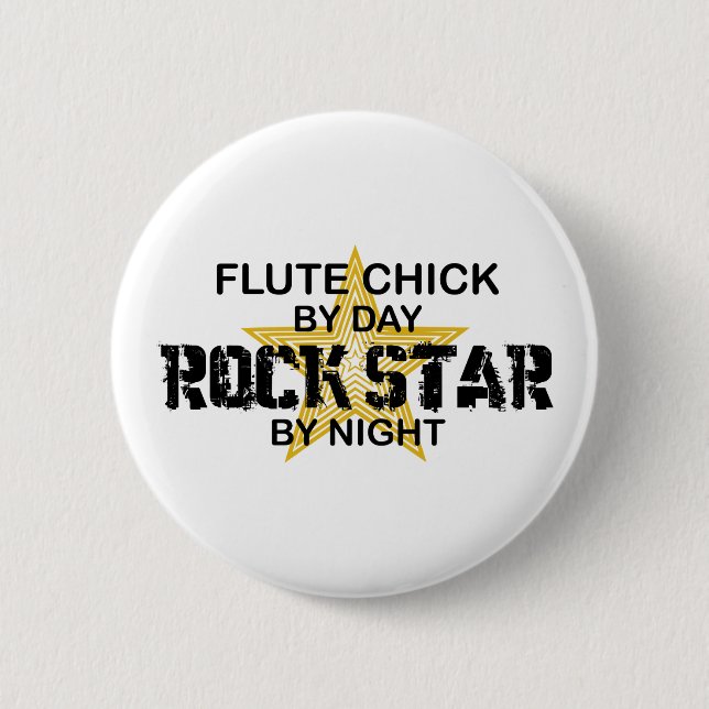 Flute Chick Rock Star by Night 6 Cm Round Badge (Front)