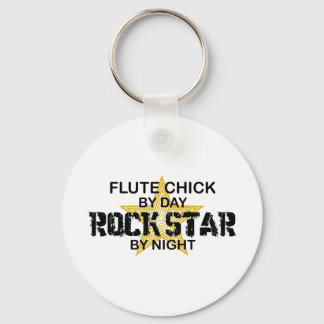 Flute Chick Rock Star by Night Key Ring